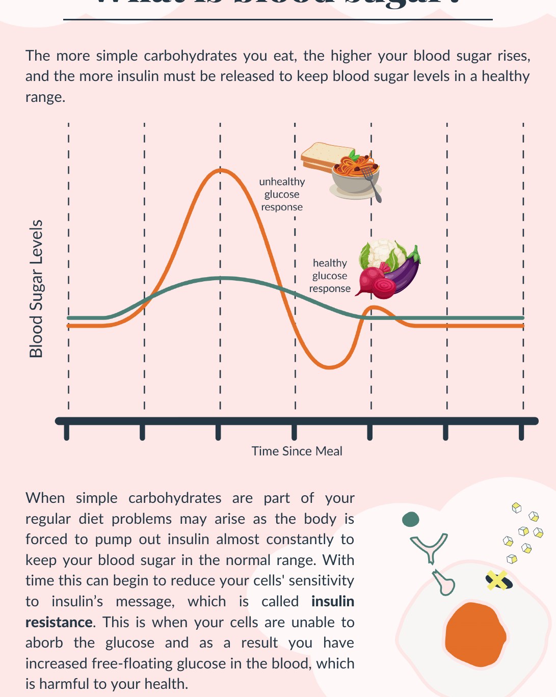 Selected Storka graph comparing sharper and steadier blood-sugar curves